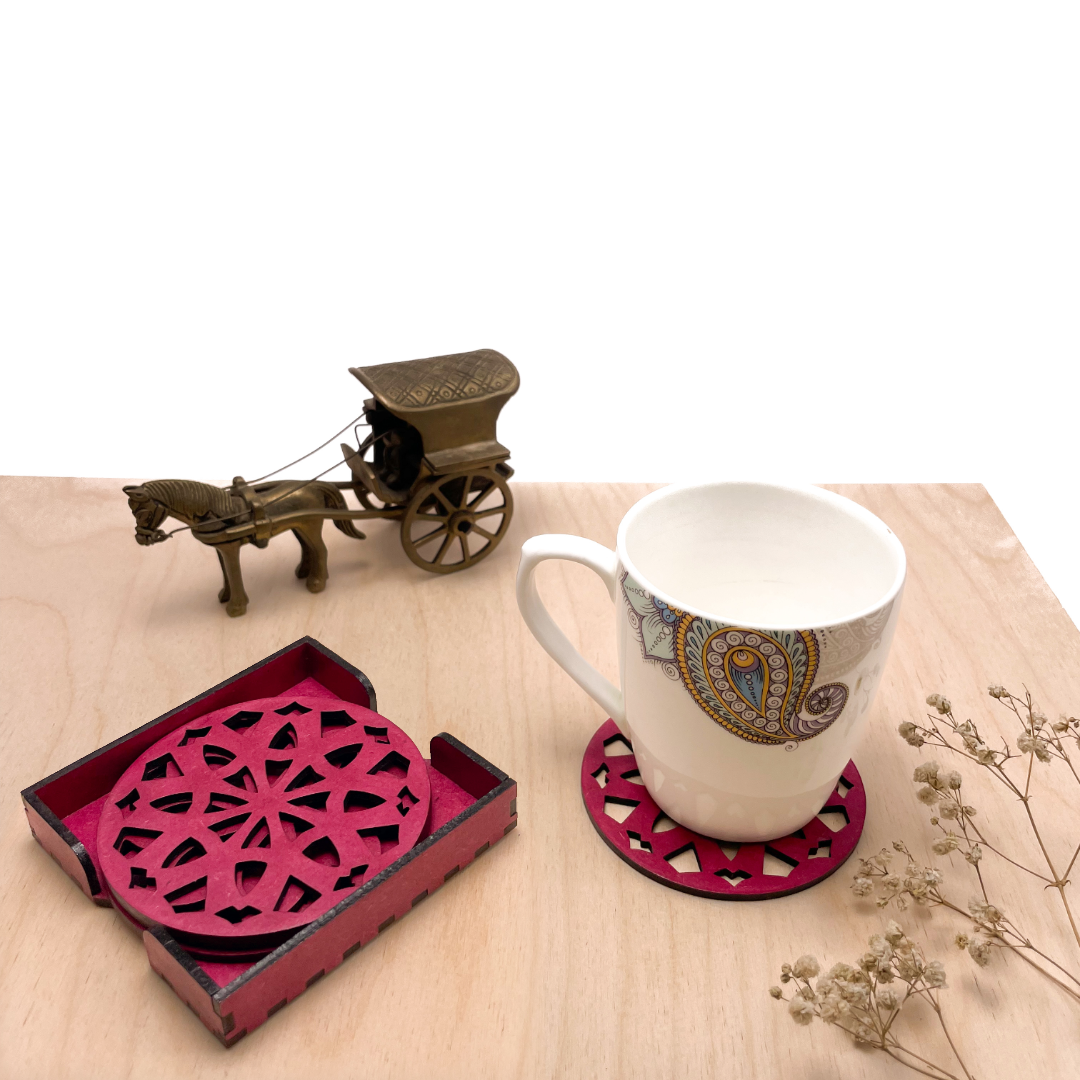 Mandala Art Coasters-Dasha Wooden-Pink