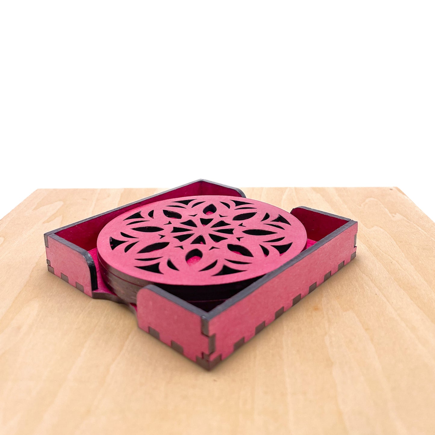 Wooden Ekaadash Mandala Coasters with Holder
