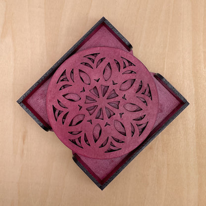 Wooden Ekaadash Mandala Coasters with Holder