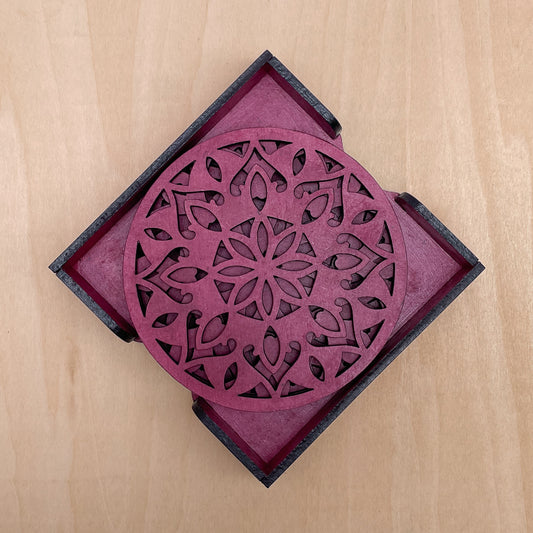 Mandala Art Coasters-Dvaadash Wooden-Pink
