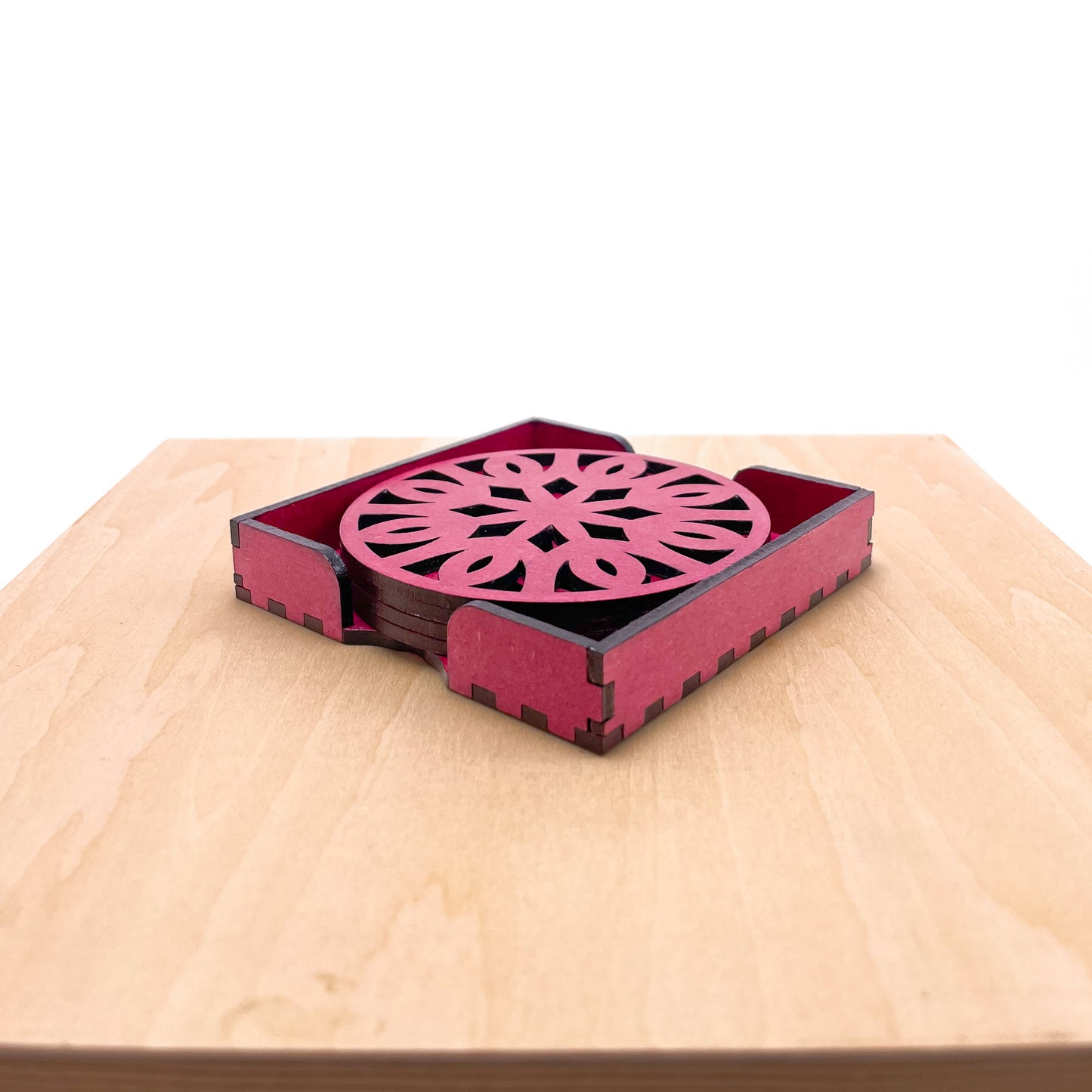 Mandala Art Coasters-Trayodash Wooden-Pink