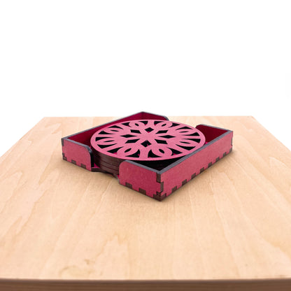 Mandala Art Coasters-Trayodash Wooden-Pink