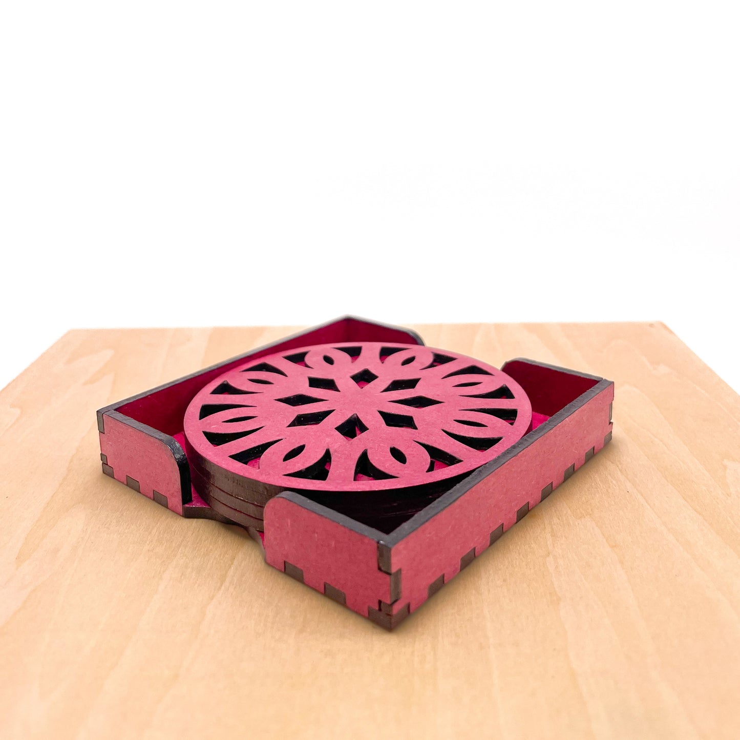 Mandala Art Coasters-Trayodash Wooden-Pink