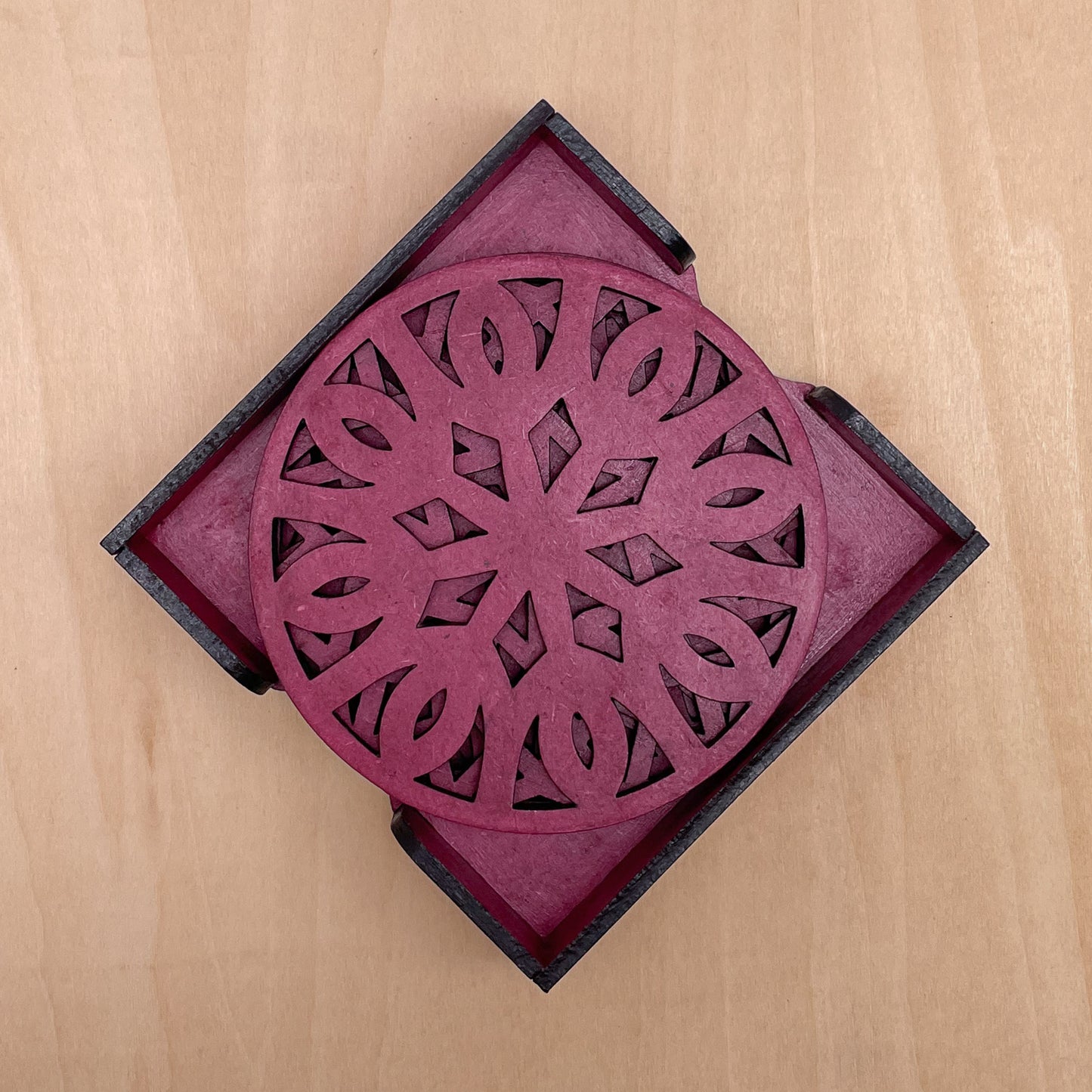 Mandala Art Coasters-Trayodash Wooden-Pink
