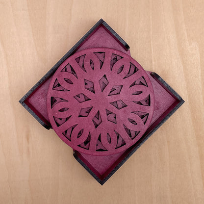 Mandala Art Coasters-Trayodash Wooden-Pink