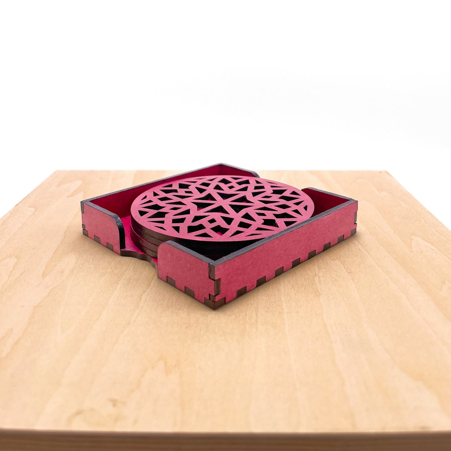 Mandala Art Coasters-Chaturdash Wooden-Pink
