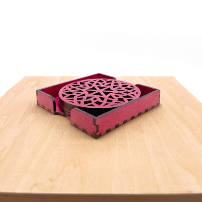 Mandala Art Coasters-Chaturdash Wooden-Pink
