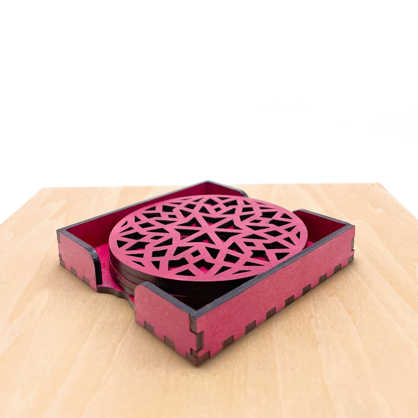 Mandala Art Coasters-Chaturdash Wooden-Pink