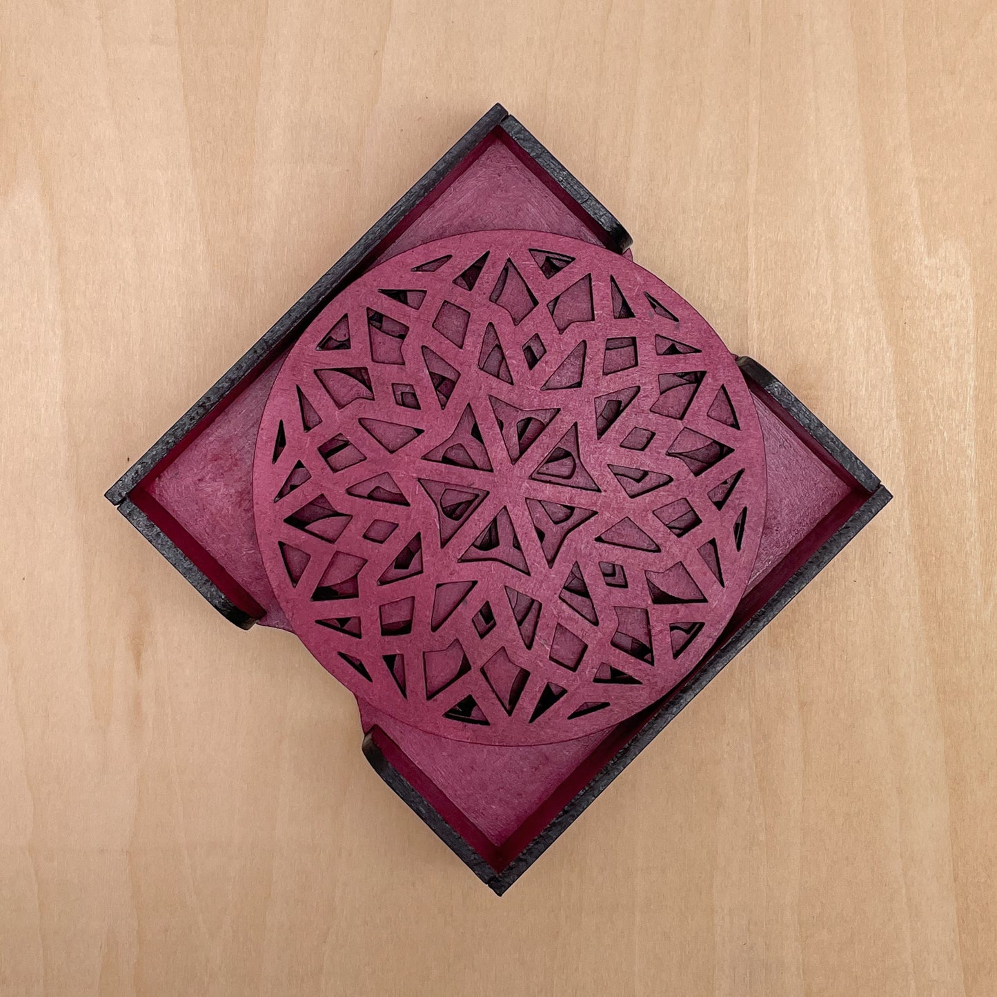 Mandala Art Coasters-Chaturdash Wooden-Pink