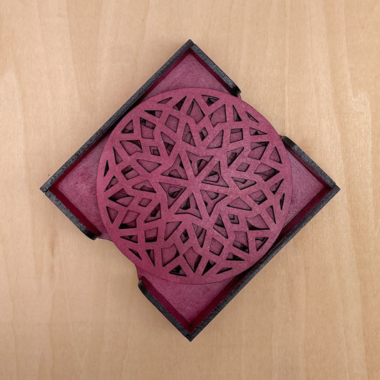 Mandala Art Coasters-Chaturdash Wooden-Pink
