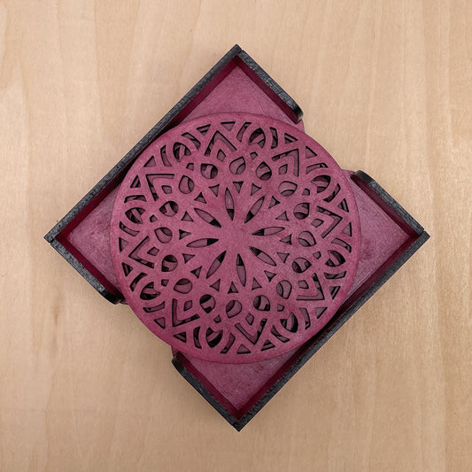 Mandala Art Coasters-Panchadash Wooden-Pink