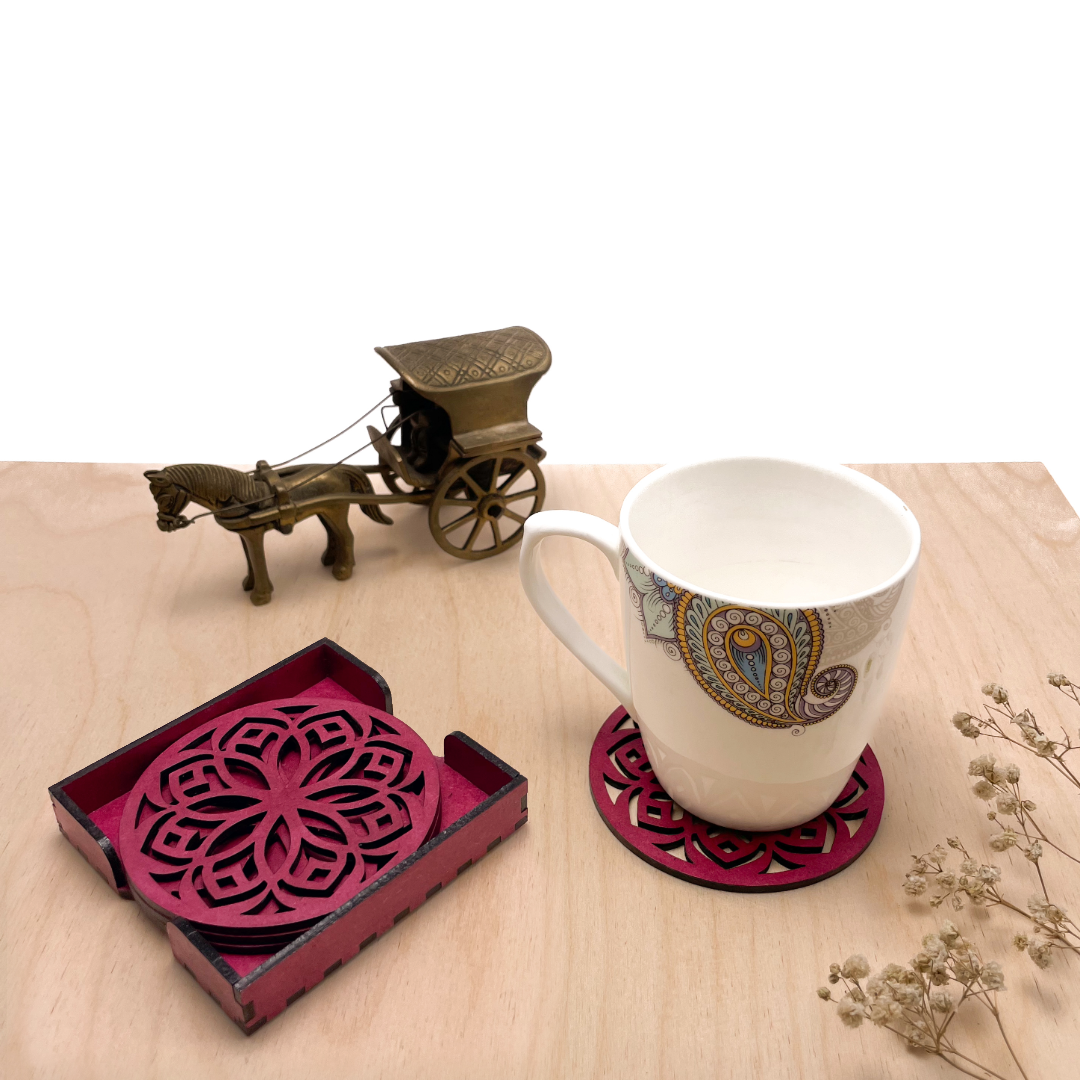 Mandala Art Coasters-Shodash Wooden-Pink