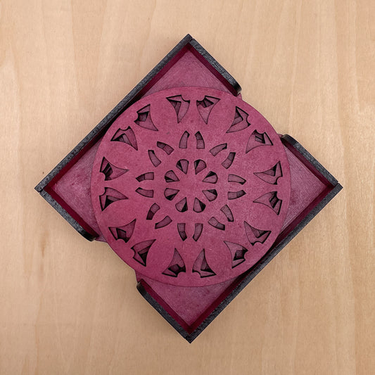 Mandala Art Coasters-Navadash Wooden-Pink