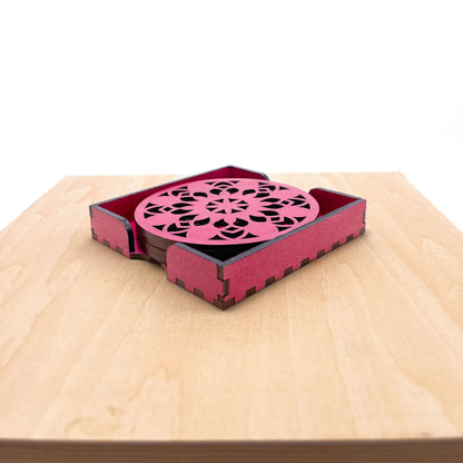 Mandala Art Coasters-Vimsati Wooden-Pink