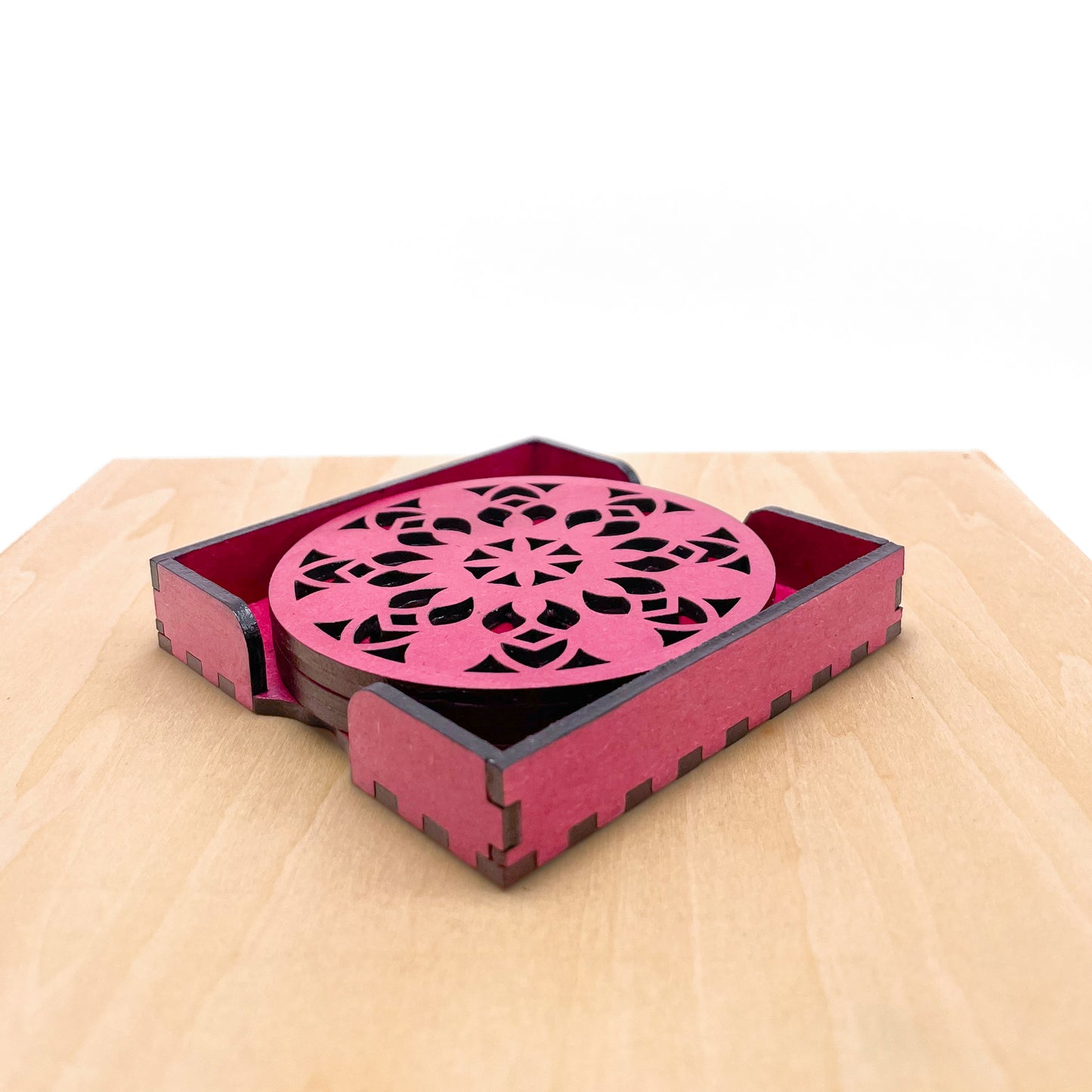 Mandala Art Coasters-Vimsati Wooden-Pink