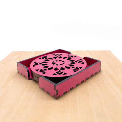 Mandala Art Coasters-Vimsati Wooden-Pink