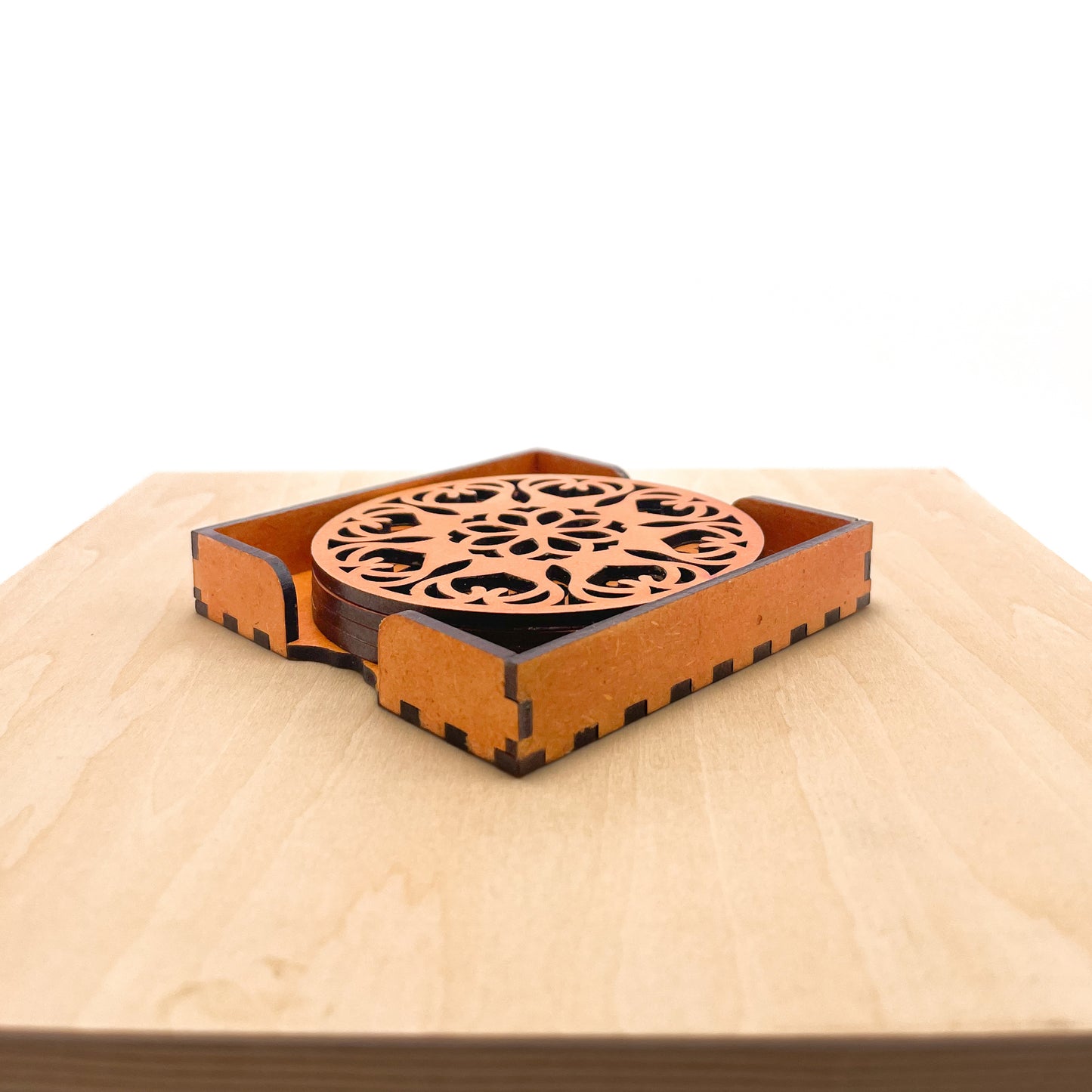 Mandala Art Coasters-Ekam Wooden-Red Cedar