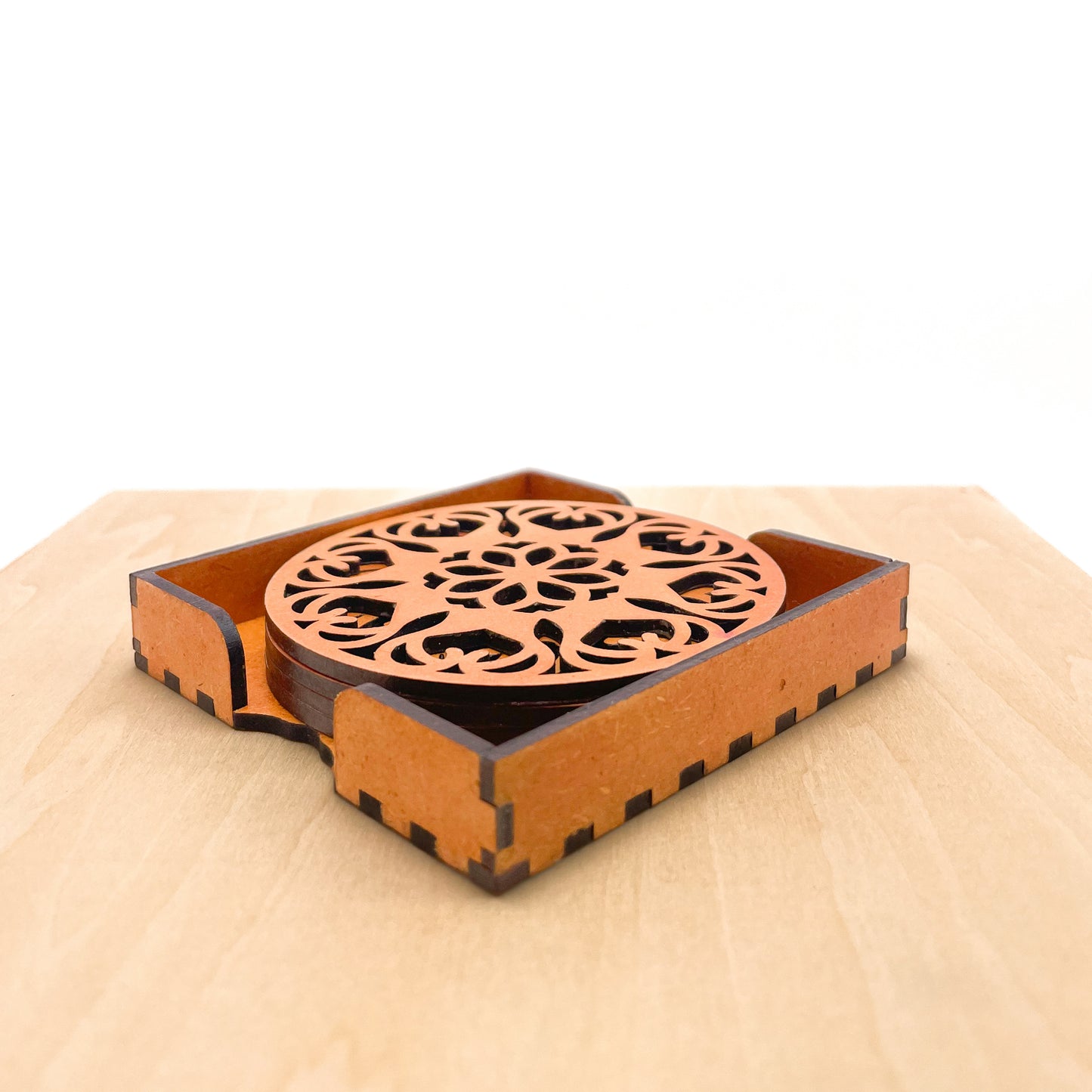 Mandala Art Coasters-Ekam Wooden-Red Cedar