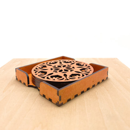 Mandala Art Coasters-Ekam Wooden-Red Cedar