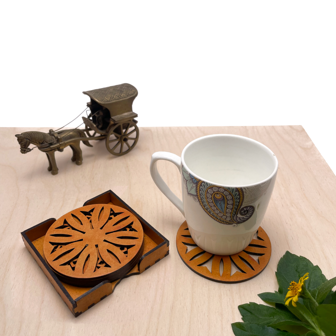 Mandala Art Coasters-Dwe Wooden-Red Cedar