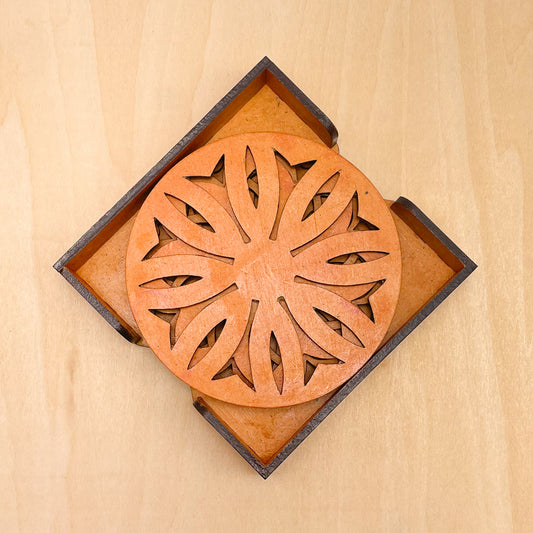 Mandala Art Coasters-Dwe Wooden-Red Cedar
