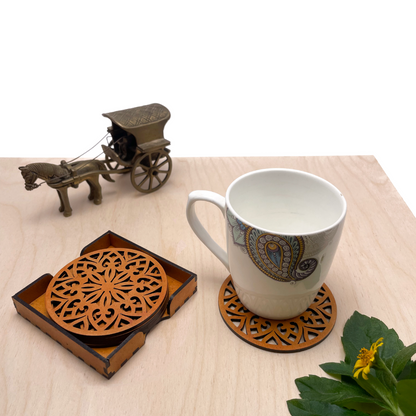 Mandala Art Coasters-Treeni Wooden-Red Cedar