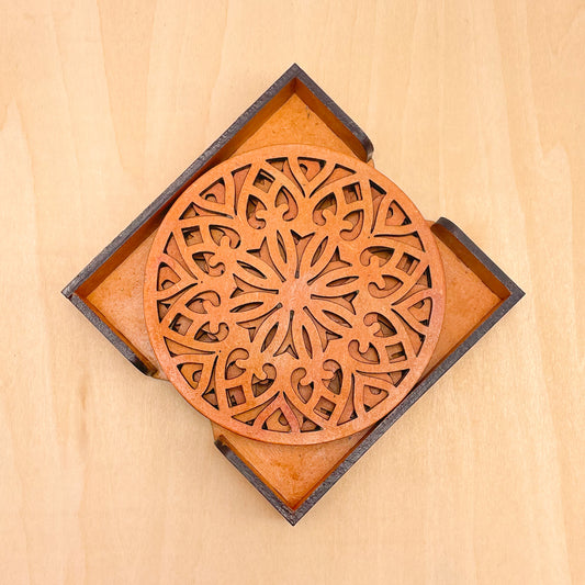 Mandala Art Coasters-Treeni Wooden-Red Cedar