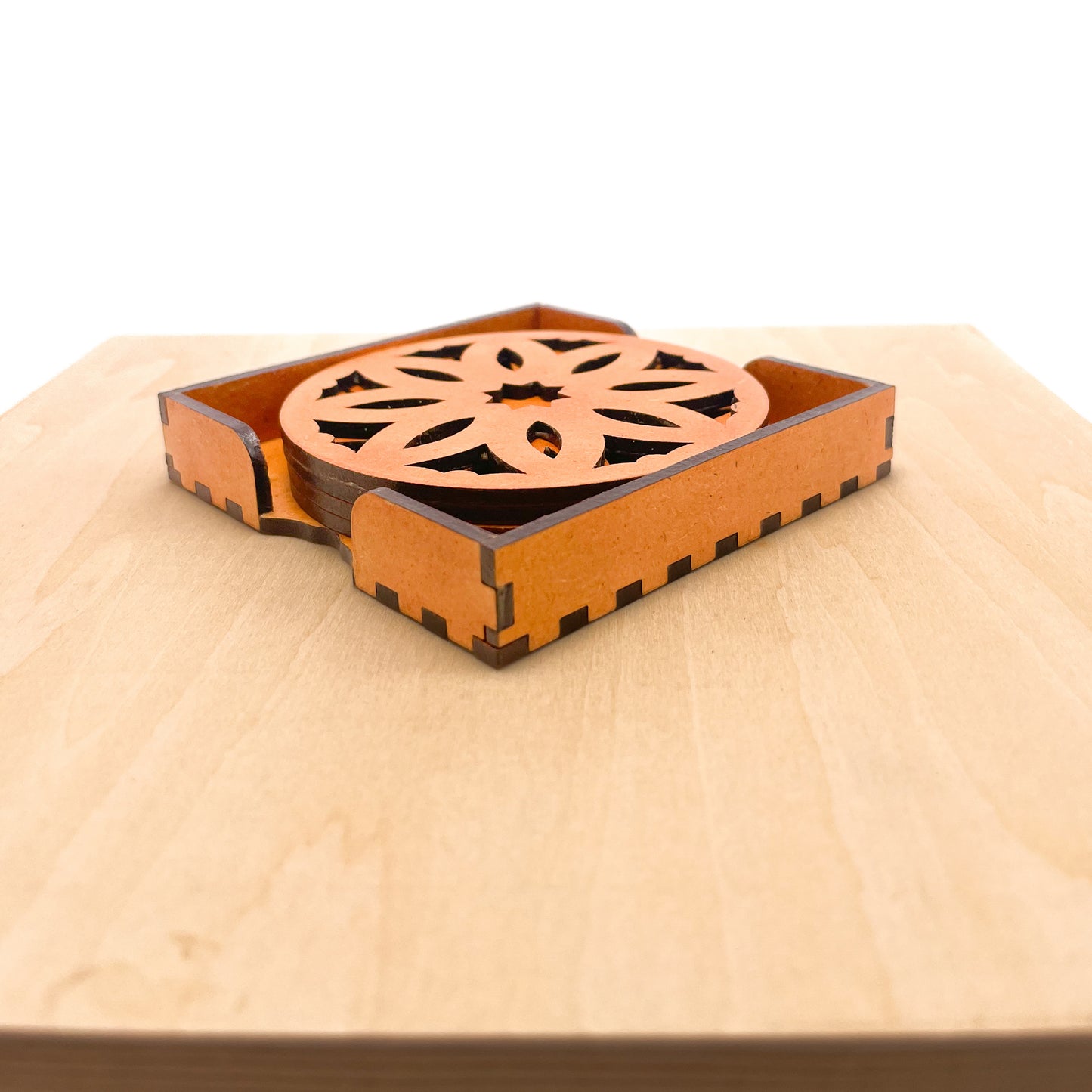 Mandala Art Coasters-Pancha Wooden-Red Cedar