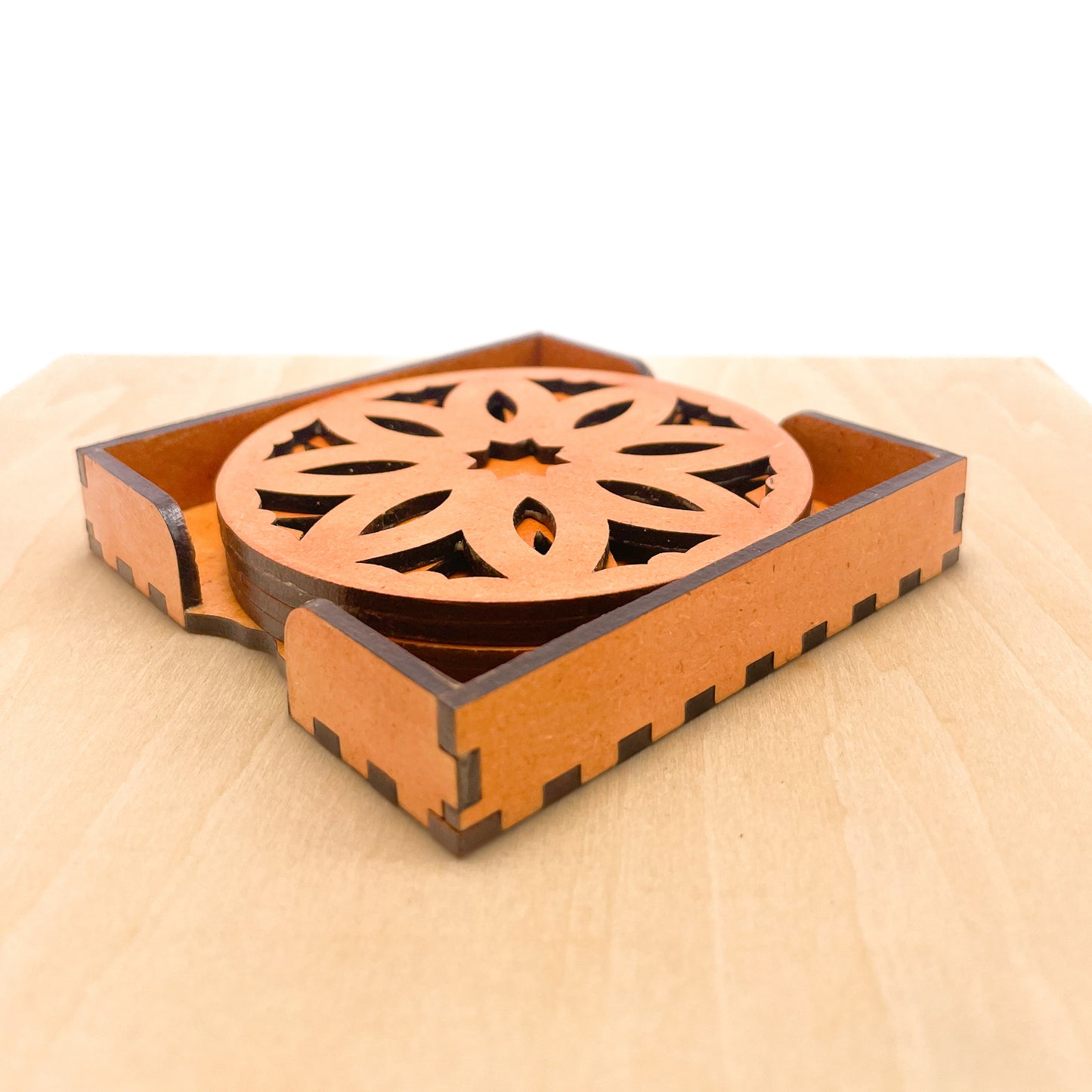 Mandala Art Coasters-Pancha Wooden-Red Cedar