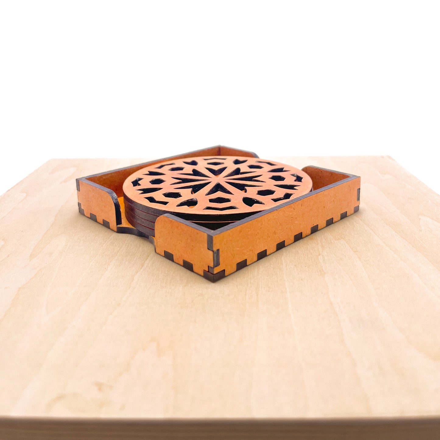 Mandala Art Coasters-Shata Wooden-Red Cedar