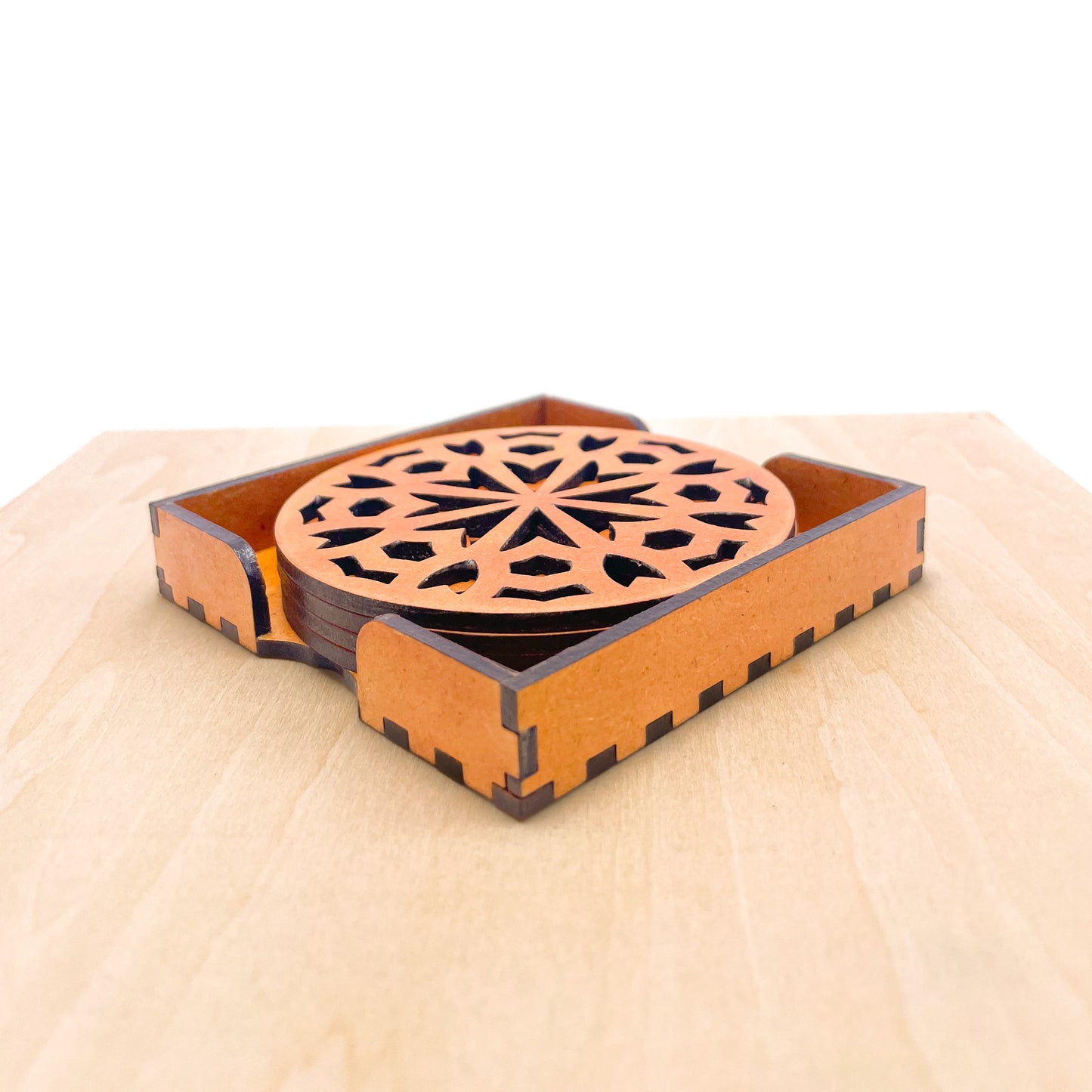 Mandala Art Coasters-Shata Wooden-Red Cedar