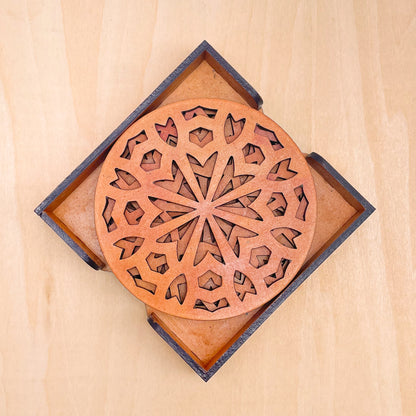 Mandala Art Coasters-Shata Wooden-Red Cedar