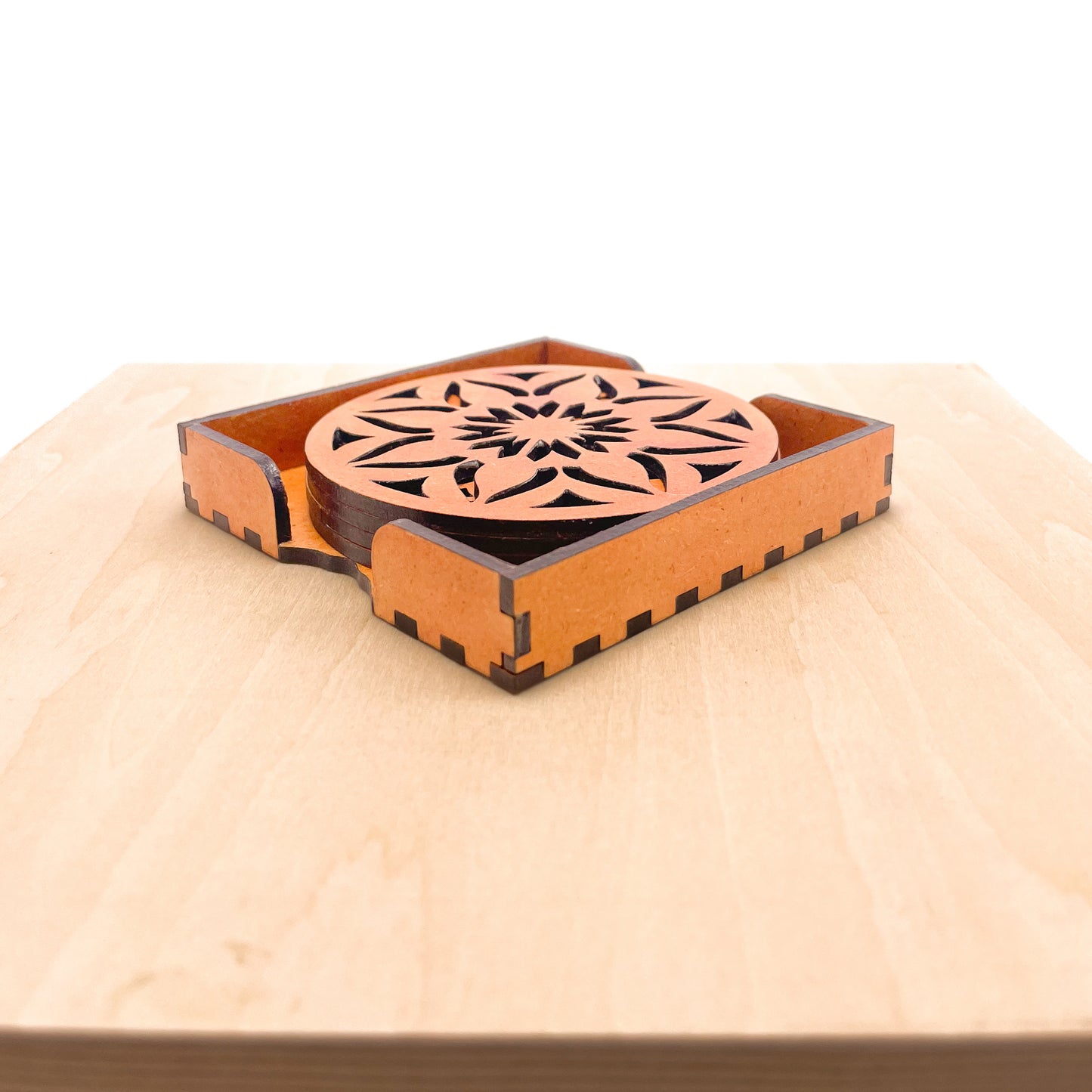 Mandala Art Coasters-Sapta Wooden-Red Cedar