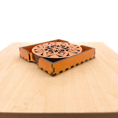 Mandala Art Coasters-Ashta Wooden-Red Cedar