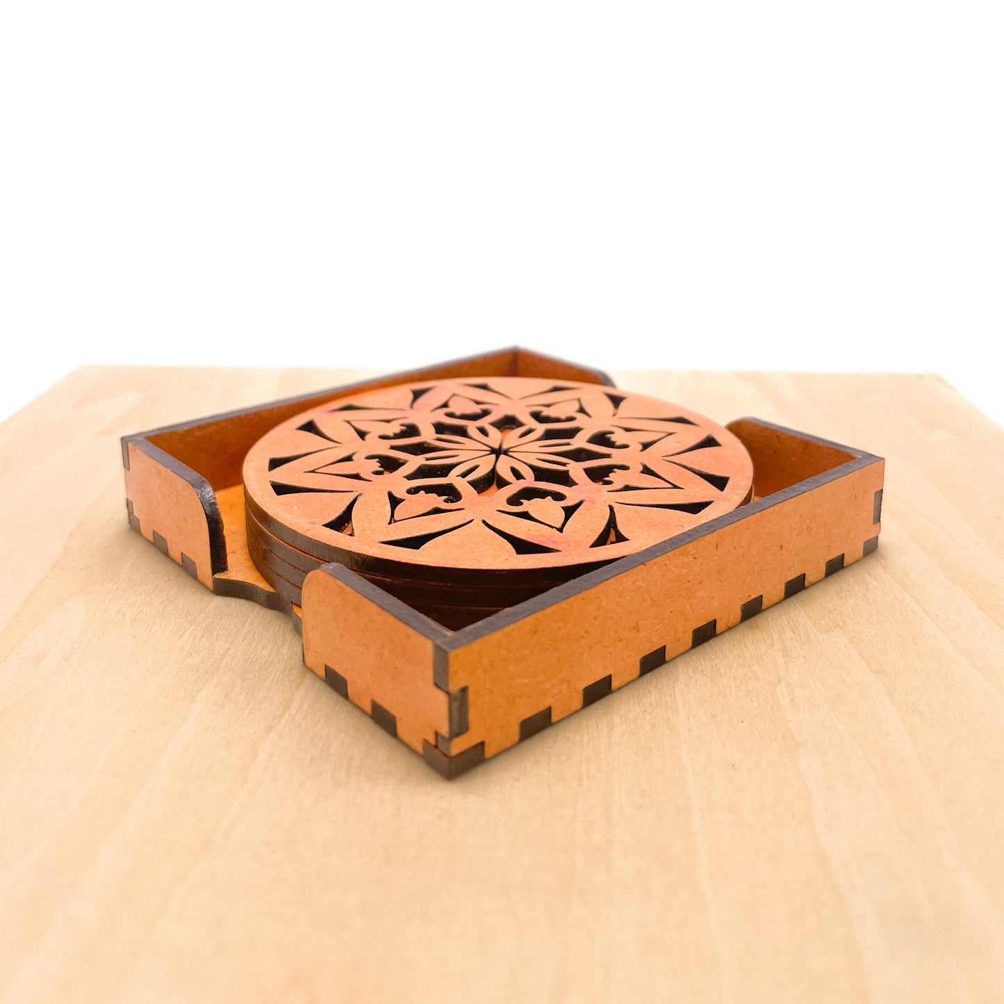 Mandala Art Coasters-Ashta Wooden-Red Cedar
