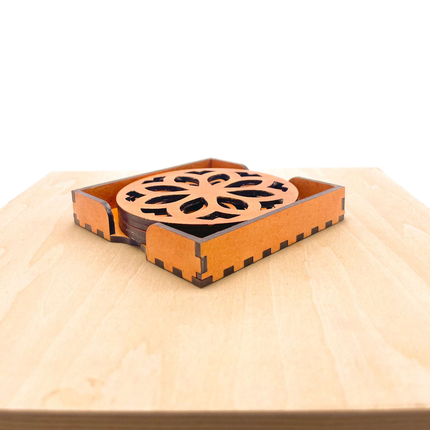 Mandala Art Coasters-Nava Wooden-Red Cedar