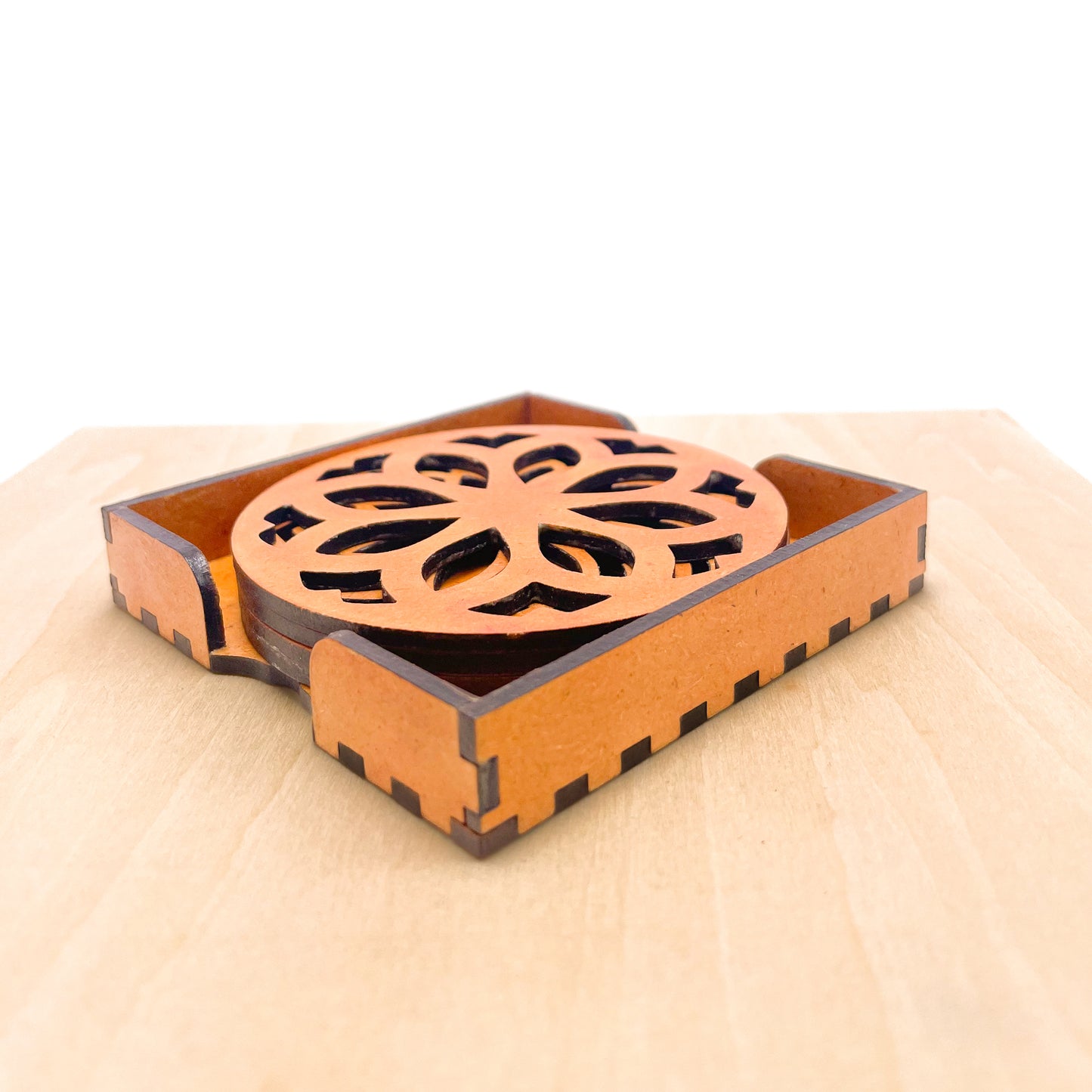 Mandala Art Coasters-Nava Wooden-Red Cedar