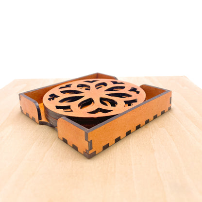 Mandala Art Coasters-Nava Wooden-Red Cedar
