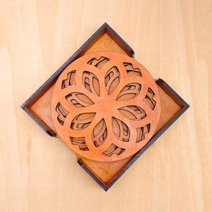 Mandala Art Coasters-Nava Wooden-Red Cedar