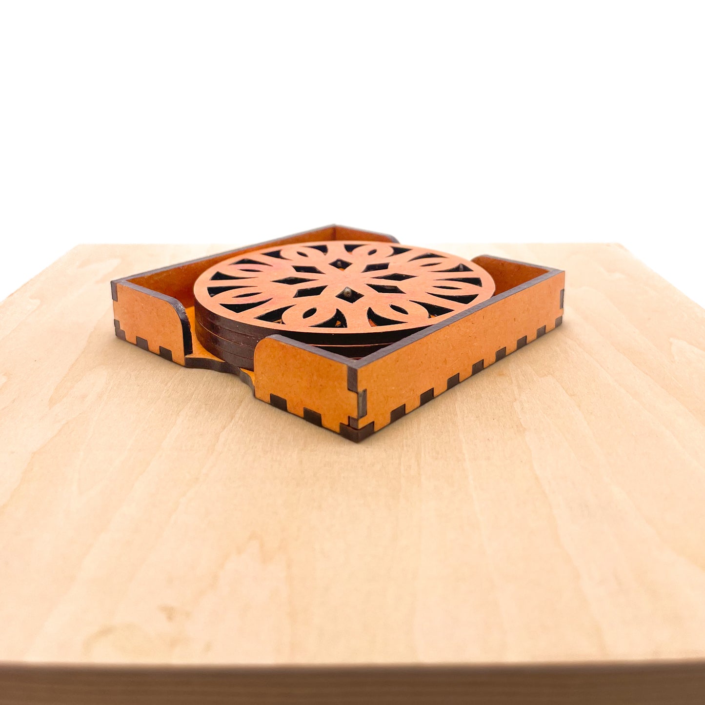 Mandala Art Coasters-Trayodash Wooden-Red Cedar