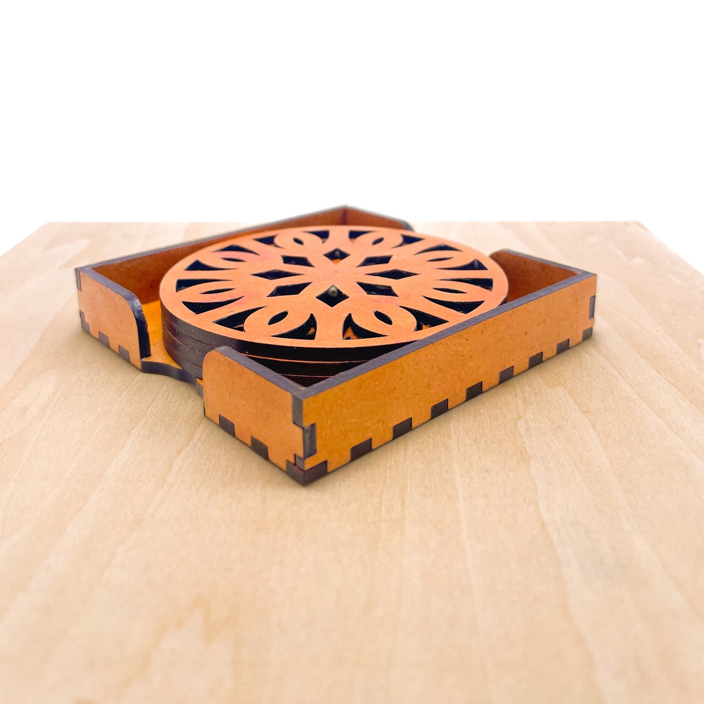 Mandala Art Coasters-Trayodash Wooden-Red Cedar