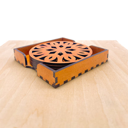 Mandala Art Coasters-Trayodash Wooden-Red Cedar