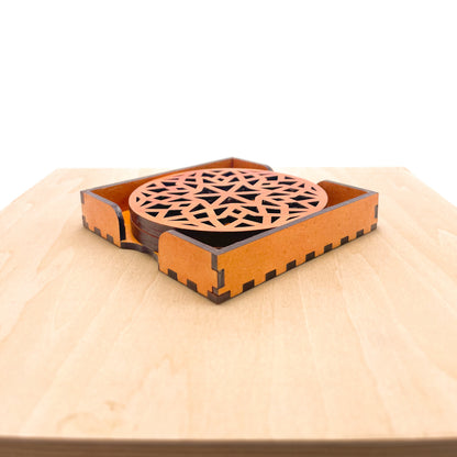 Mandala Art Coasters-Chaturdash Wooden-Red Cedar