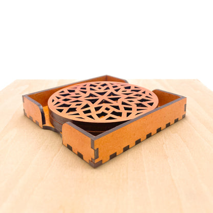 Mandala Art Coasters-Chaturdash Wooden-Red Cedar