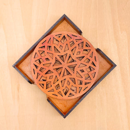 Mandala Art Coasters-Chaturdash Wooden-Red Cedar
