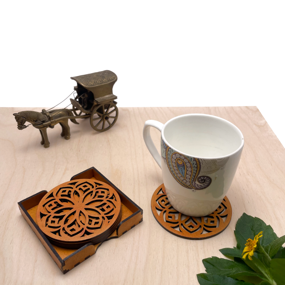 Mandala Art Coasters-Shodash Wooden-Red Cedar