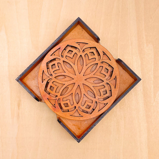 Mandala Art Coasters-Shodash Wooden-Red Cedar