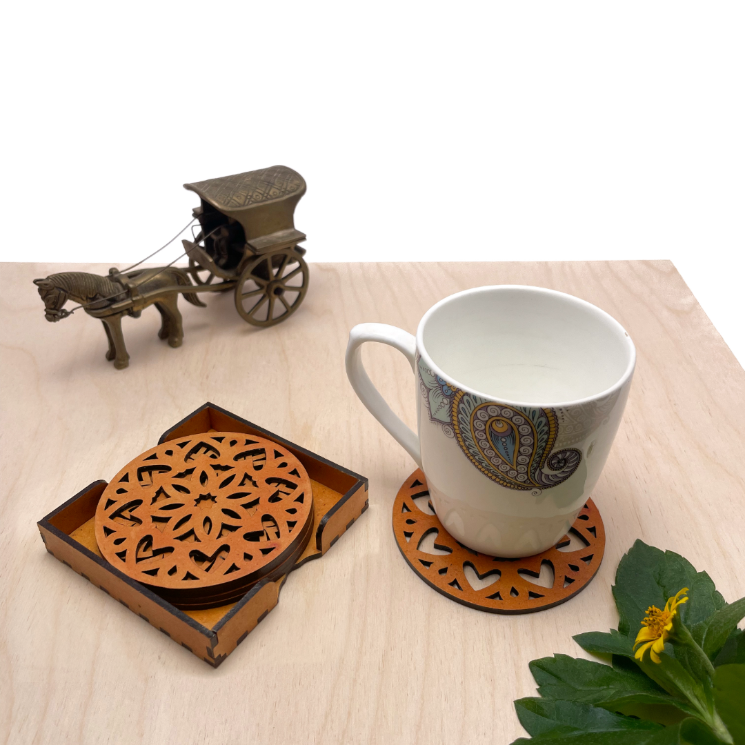 Mandala Art Coasters-Ashtadash Wooden-Red Cedar