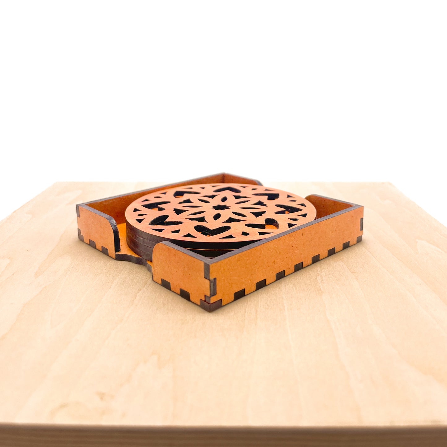 Mandala Art Coasters-Ashtadash Wooden-Red Cedar