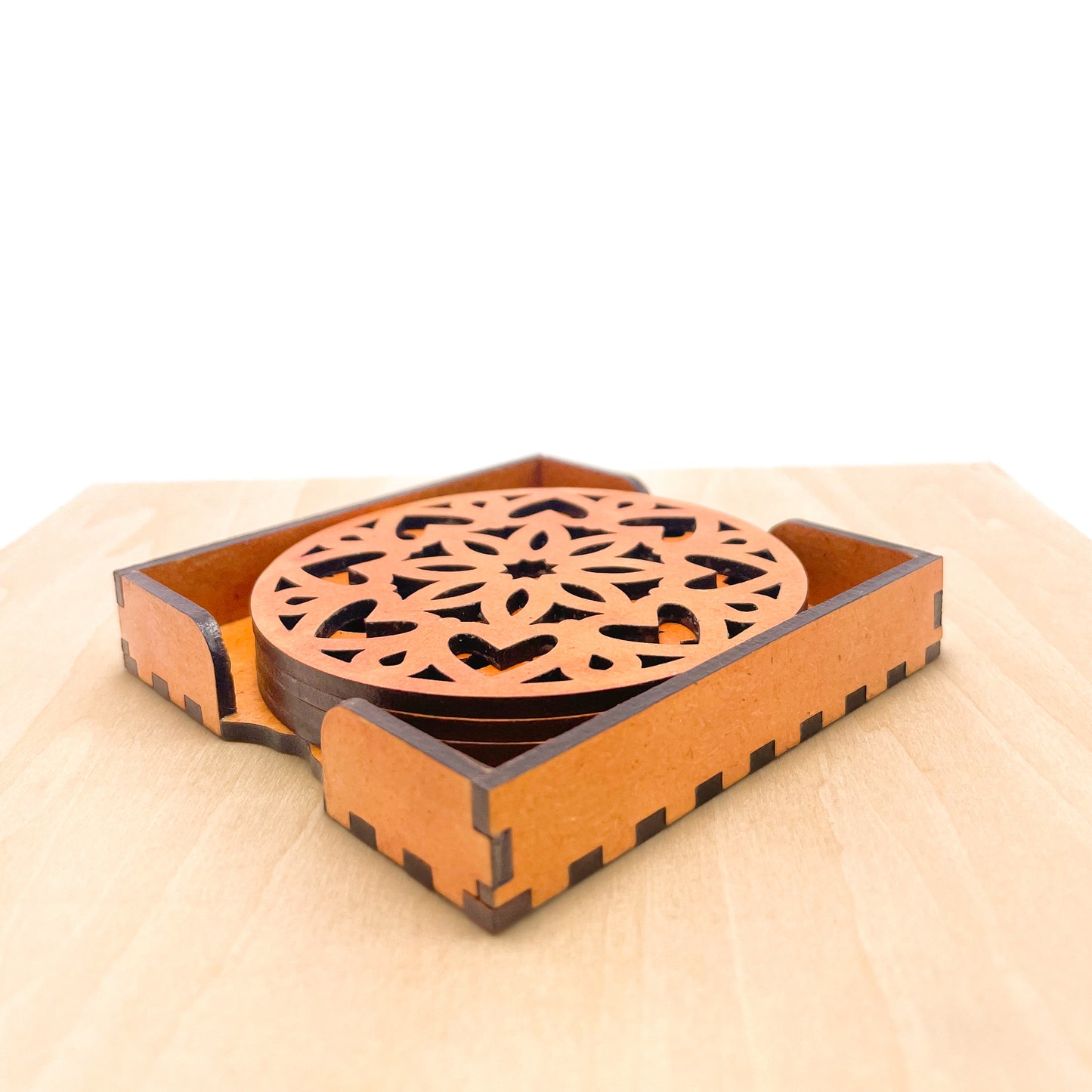 Mandala Art Coasters-Ashtadash Wooden-Red Cedar